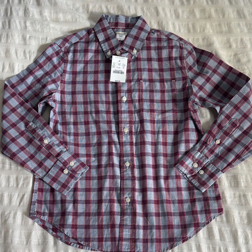 Crewcuts Blue and Red Plaid Button-Down Shirt